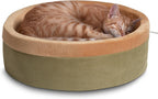 K&H Pet Products Thermo-Kitty Bed Heated Cat Beds for Large Indoor Cats & Dogs, Calming Warming Pillow Pet Bed, Machine Washable, Removable Heater, Safety Listed - Large 20" Round Mocha/Tan - Image 12