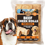 Brutus & Barnaby premium beef cheek rolls front view long lasting dog chews.