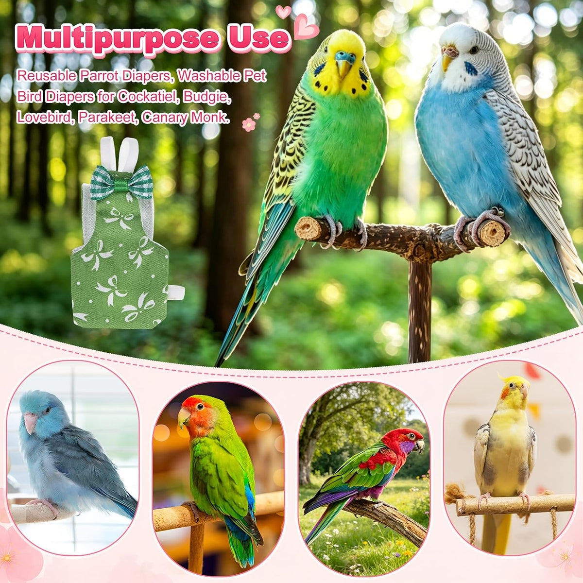 M Meterxity green bowknot bird costume packaging view