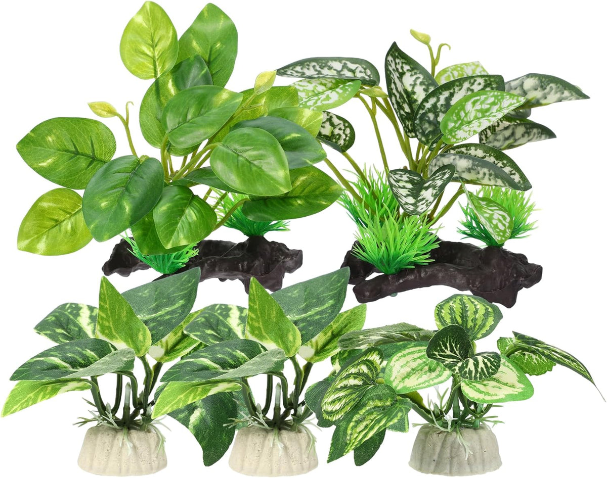 Capastec aquarium plastic plants front view green five piece fish tank kit