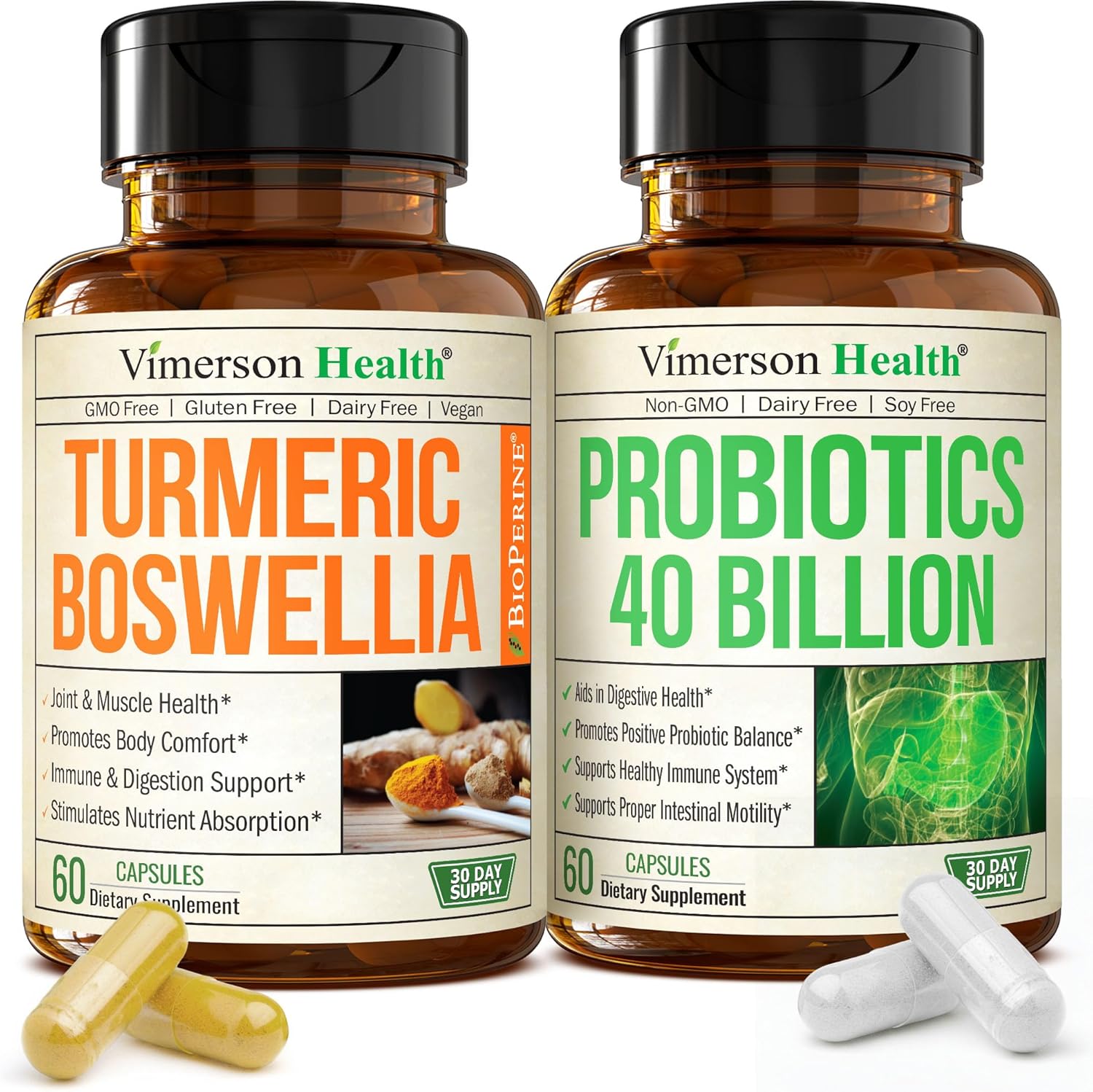 Vimerson Health Boswellia turmeric probiotics supplement bottle