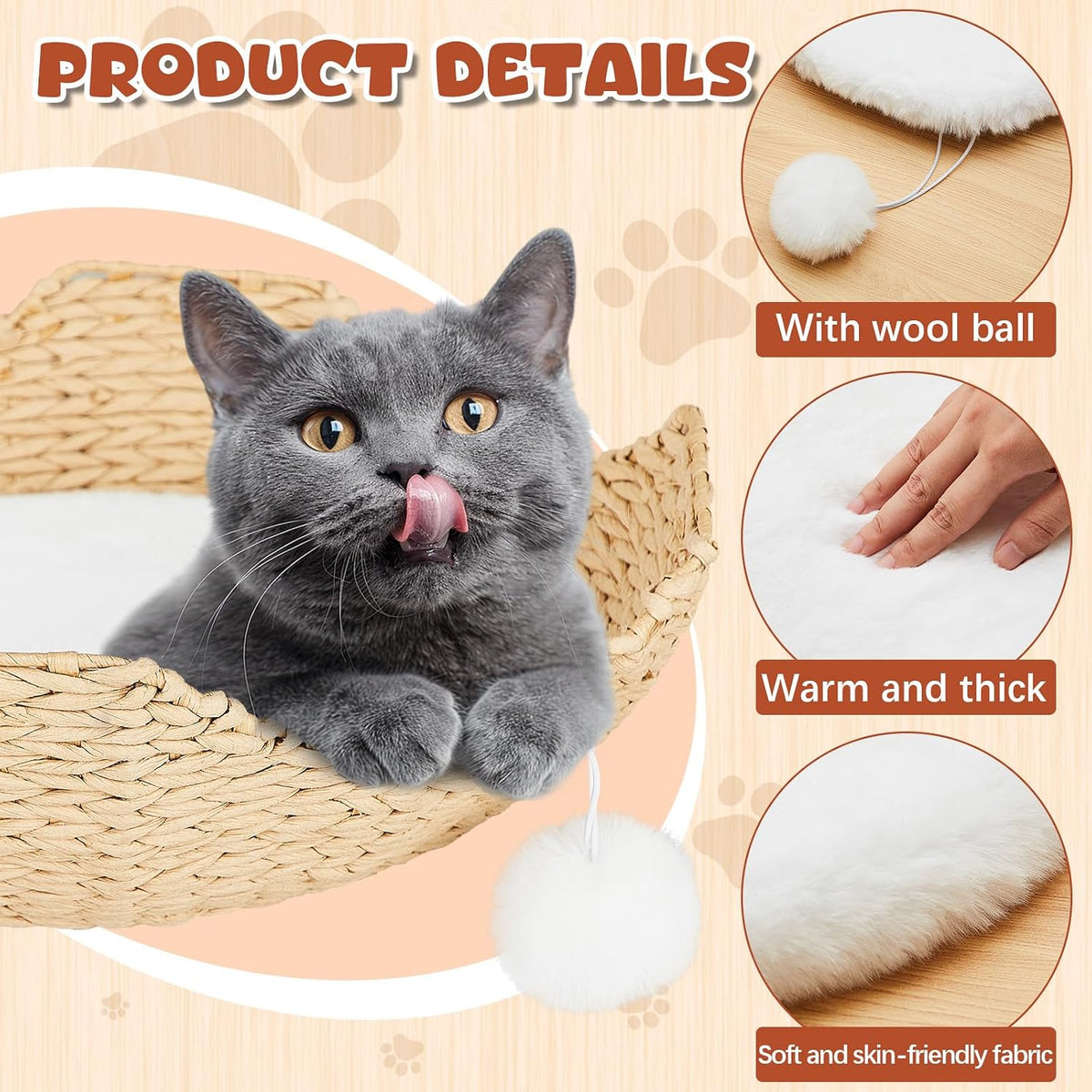 Cat resting on Abbylike white faux rabbit fur sleeping mat
