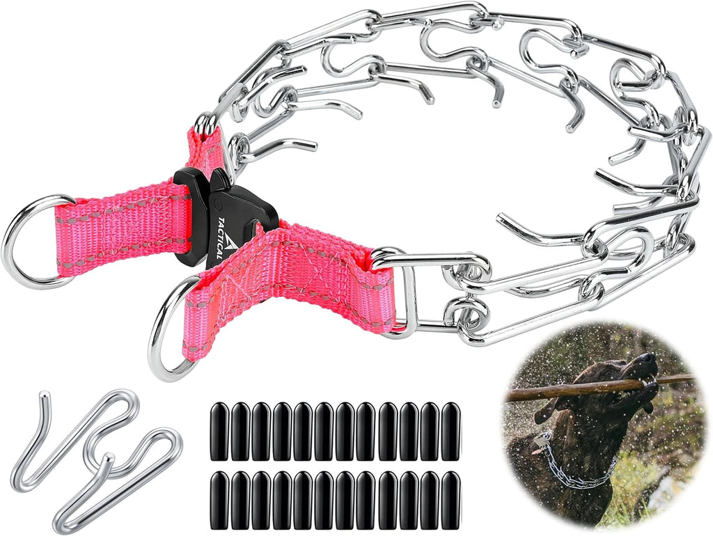 DEYACE dog training prong collar back view secure tactical snap closure