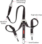 Close up of KONG dog seat belt hardware and LATCH clip