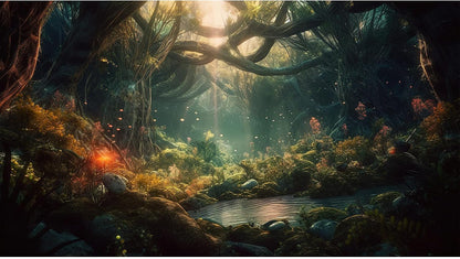 Mystical Dark Forest Aquarium Background Fantasy Glowing Neon Light Forest World Terrarium Background Mysterious Foggy Forest with Path Fish Tank Background Forest Aquarium Backdrop 36x18in - Image 10