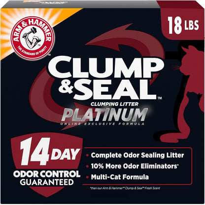 ARM & HAMMER Clump & Seal SLIDE Platinum Multi-Cat Clumping Cat Litter, Easy Clean Technology with No Scrubbing, 14-Day Odor Control, 18 lbs - Image 14