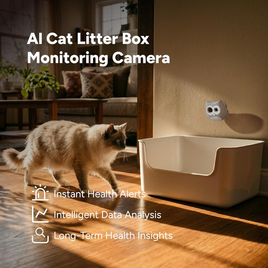 SiiPet LitterLens gray smart camera mounted on litter box