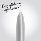 Metallic silver mechanical eyeliner swatch on fair and deep skin tones