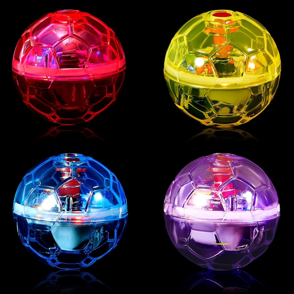 Illuminated multi-purpose motion sensor cat toy glowing in dark setup