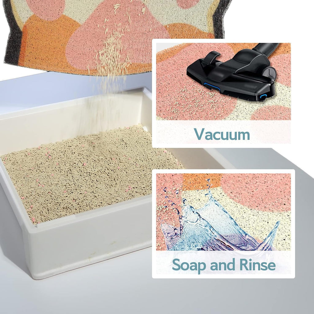 Water resistant cat food placemat in grey and pink