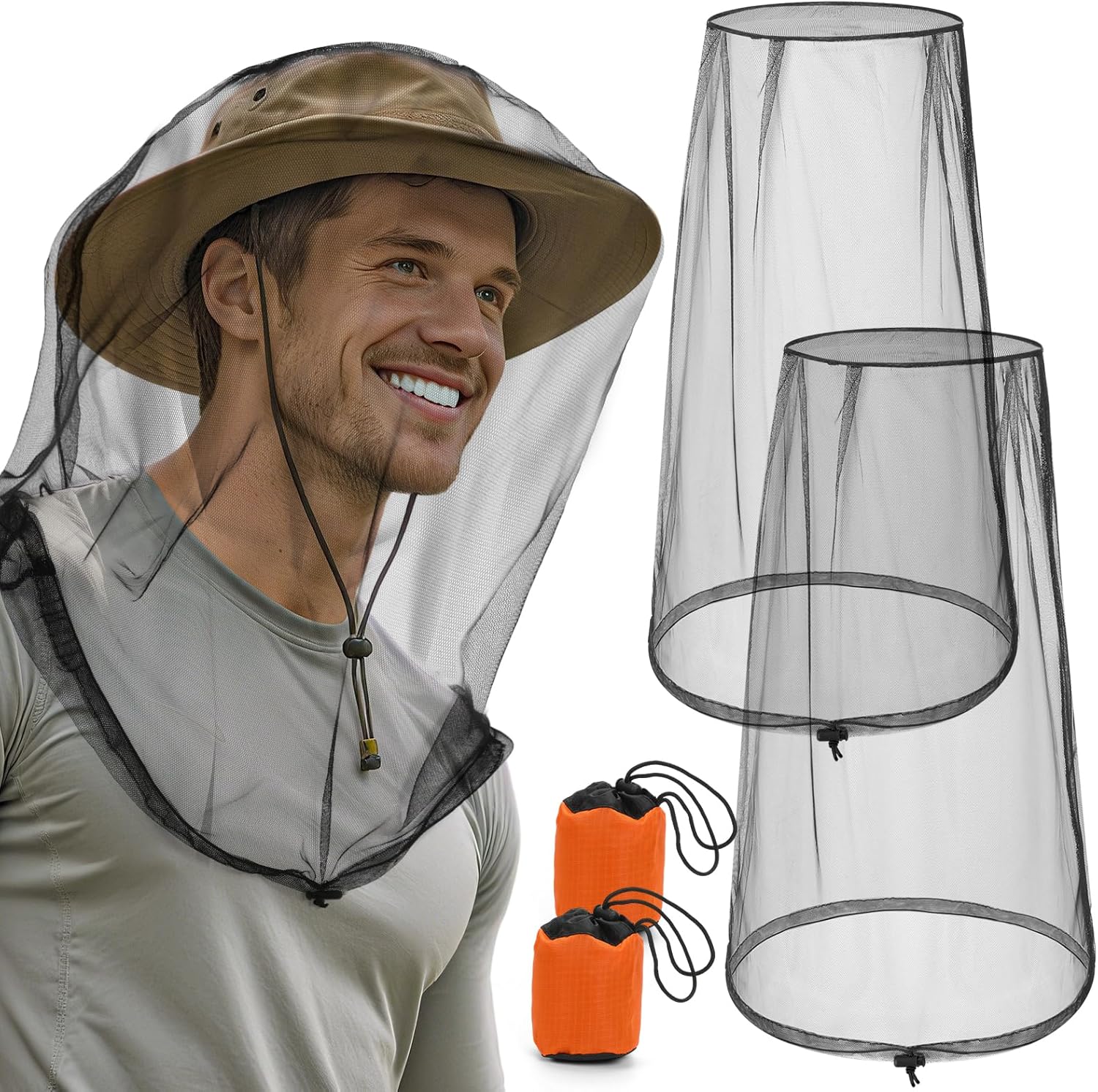 Pmxary premium mosquito head net black front view