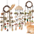 Bissap Bunny Chew Toy, Rabbits Cage Hanging Chew Toys and Treats Grapevine Wreaths Rattan Ring with Snacks for Guinea Pigs Chinchillas Hamsters Rats and Other Small Pets Teeth Grinding - Image 9
