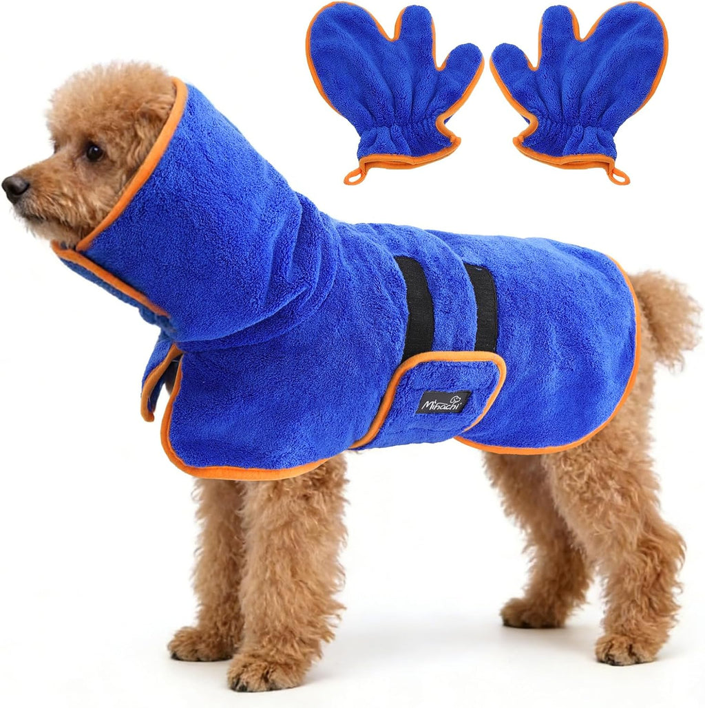 Mihachi pet apparel puppy bathrobe back view adjustable magic tape.