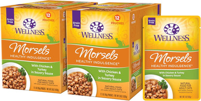 Wellness Healthy Indulgence Morsels Adult Wet Cat Food, Natural, Protein Rich, Grain Free, Salmon and Tuna Recipe, 3 oz, Pack of 24 Pouches - Image 12