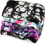 Fuz Bigaza washable female dog diapers 5 pack front view showing colorful patterns