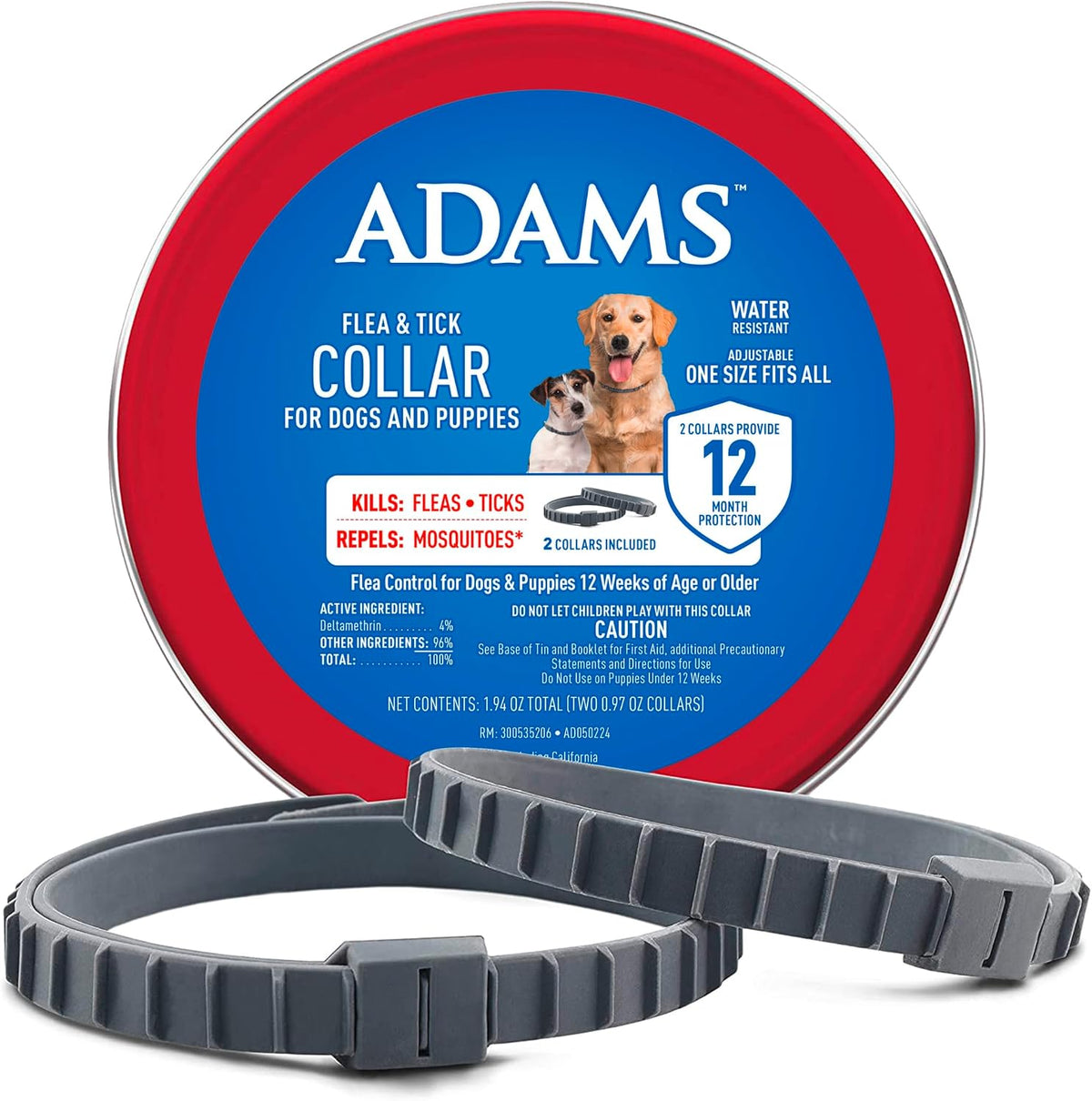 Adams Flea and Tick Collar for dogs and puppies front view