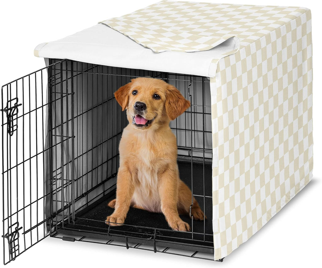 Sweet Jojo Designs striped medium animal kennel protection sheet back view