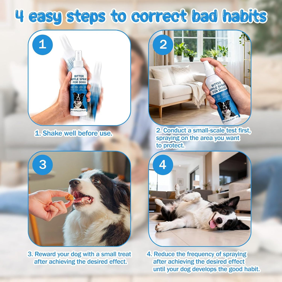 Safe plant-based dog deterrent spray for furniture protection