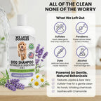 Back label of We Love Doodles dog conditioner and detangler bottle