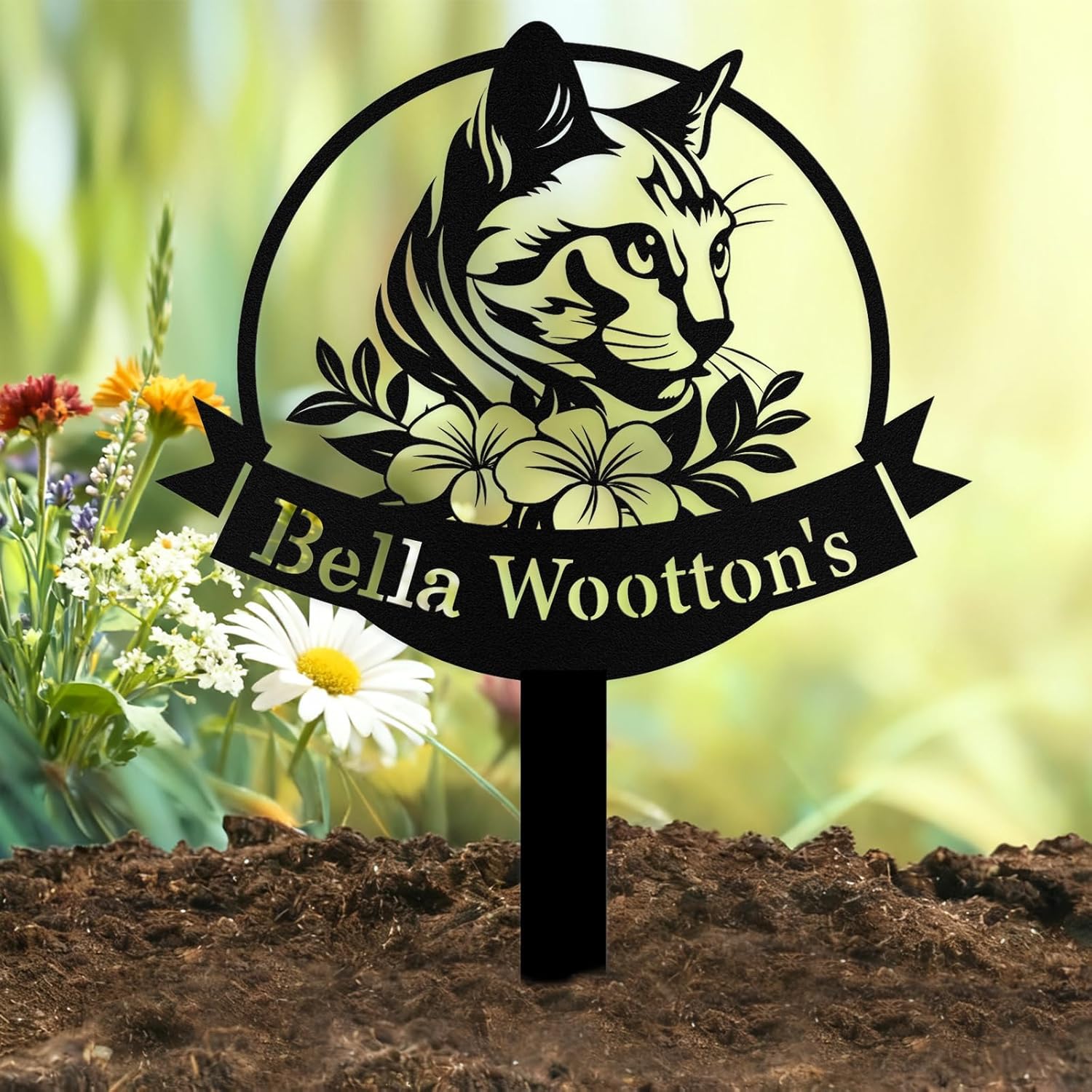 Custom Sleeping Cat Grave Marker Outdoor, Personalized Metal Cat Memorial Grave Stake with Name and Date, Outdoor Waterrproof Cats Memorial Plaque - Image 12