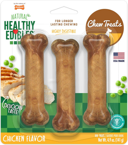 Nylabone Healthy Edibles Natural Dog Chews, Long Lasting Bones for Dogs, Roast Beef, Chicken & Bacon Flavor Dog Treats, Small (3 Count) - Image 10