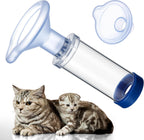 Anglechic cat inhaler spacer chamber front view with premium universal adapter