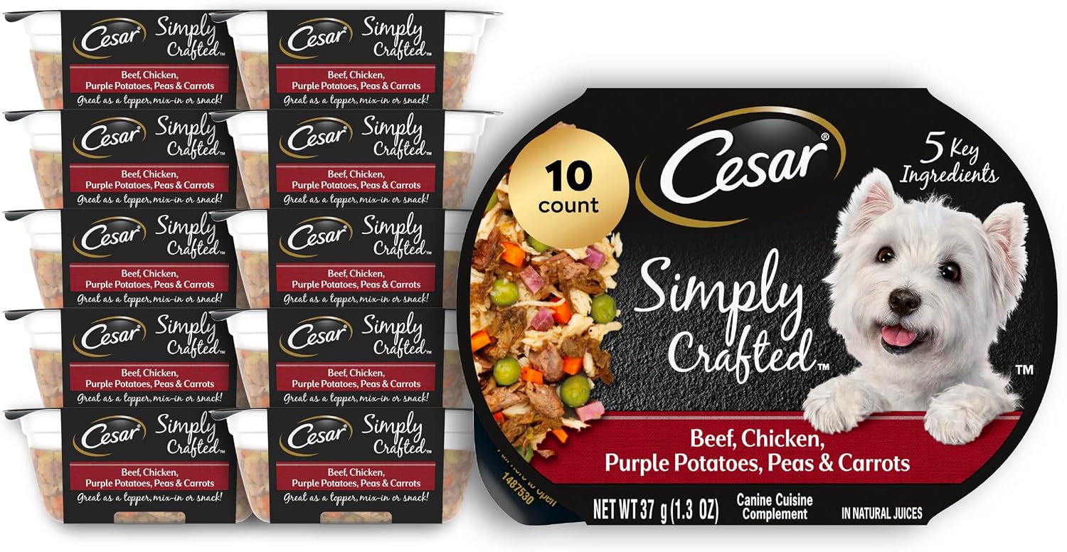 Cesar Simply Crafted Adult Wet Dog Food Toppers for Dry Food, Chicken, 1.3 oz Tubs, 10 Count - Image 10