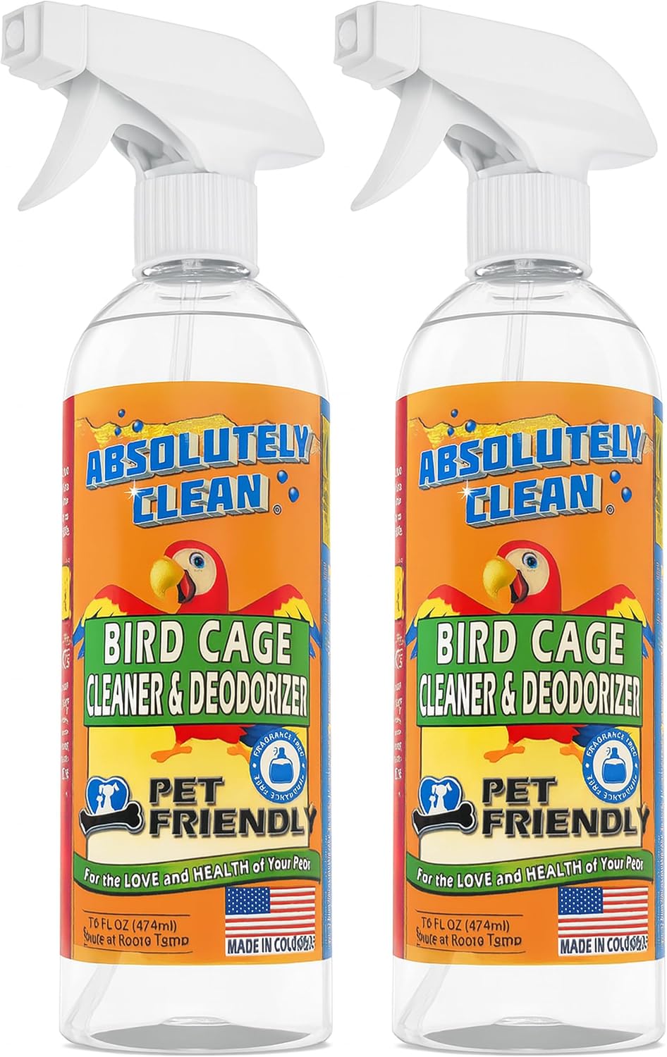 Absolutely Clean Amazing Bird Cage Cleaner and Deodorizer - Just Spray/Wipe - Safely & Easily Removes Bird Messes Quickly and Easily - Made in The US - Fragrance Free (16oz Pack of 1) - Image 8