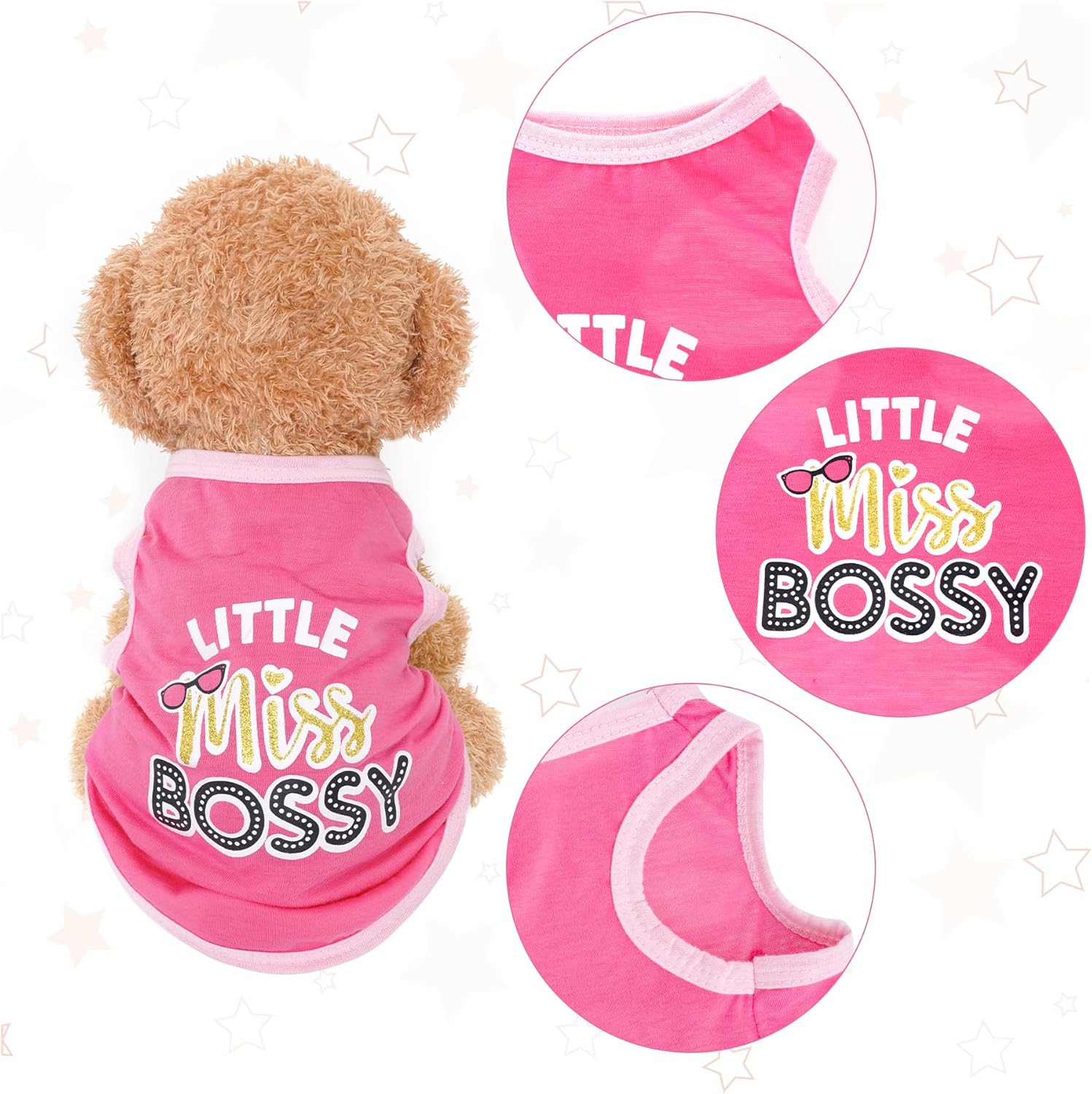 Small dog wearing Pistha printed summer puppy vest
