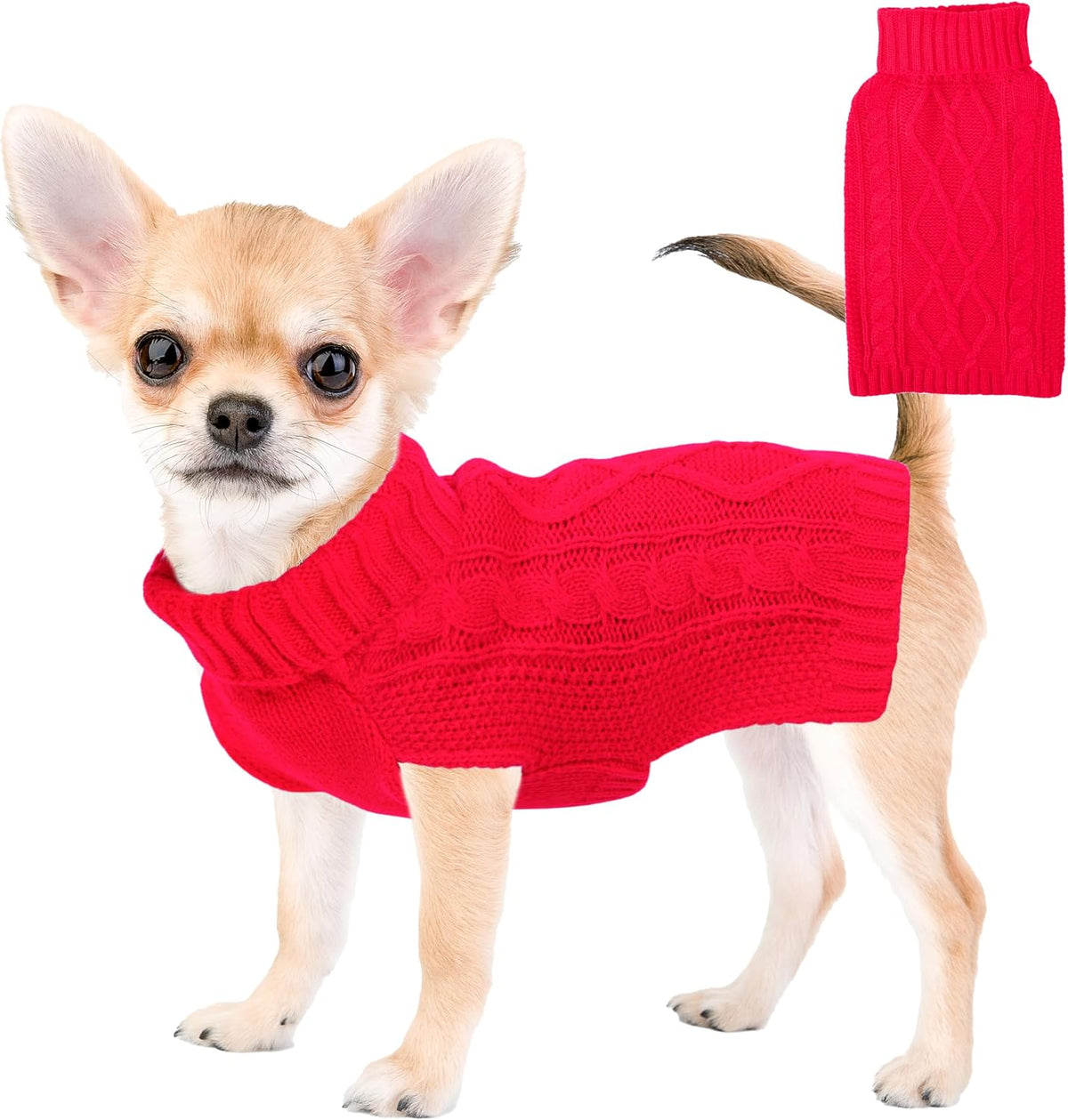 Dog Sweaters for Small Dogs XS Dog Sweater Winter Dog Clothes Boy Chihuahua Yorkie Sweater Warm Pet Clothes Knitted Solid Puppy Sweater Cat Sweater Doggy Turtleneck for Cold Weather (Blue, X-Small) - Image 11