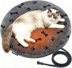 Pet Heating Pad for Cats Dogs Indoor & Sheltered Outdoor Waterproof Heated Cat Bed Heated Dog Bed Chew Resistant Cord Constant Temperature Brown Round 16 Inch - Image 9