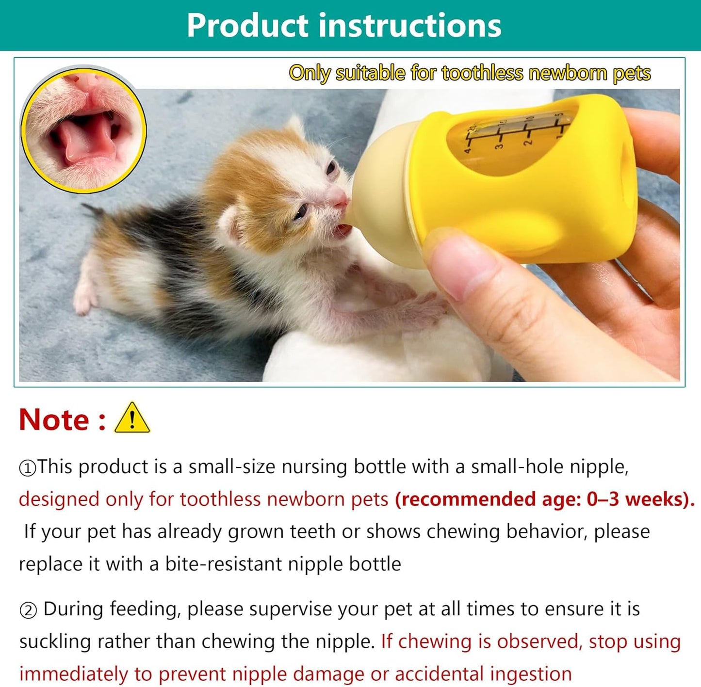 Puppy Bottles for NursingKitten Bottles for NursingPet Feeding Bottle(Yellow- 20ml) - Image 2