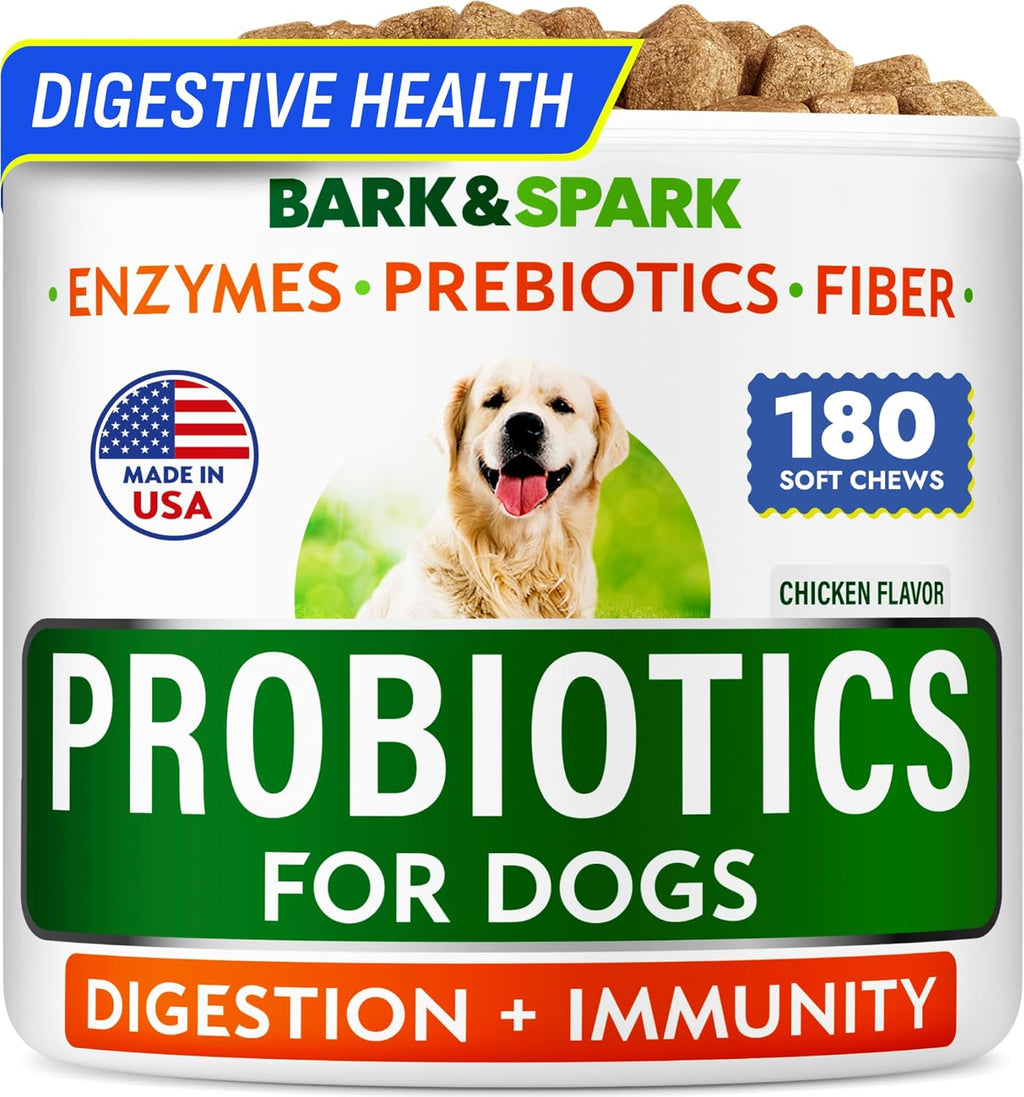BARK&SPARK Probiotics for Dogs Digestive Health w/Enzymes - Diarrhea Gas Treatment Upset Stomach Relief - Allergy & Itchy Skin - Pet Dogs Probiotics - Digestion Supplement Treat (120Ct Chicken) - Image 12