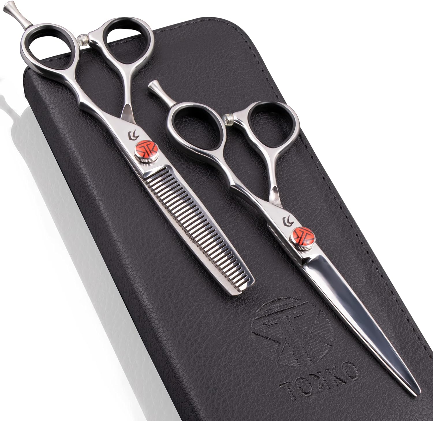 Everlong Tokko Katana Classic Professional hair shear set front view showcasing regular and thinning scissors