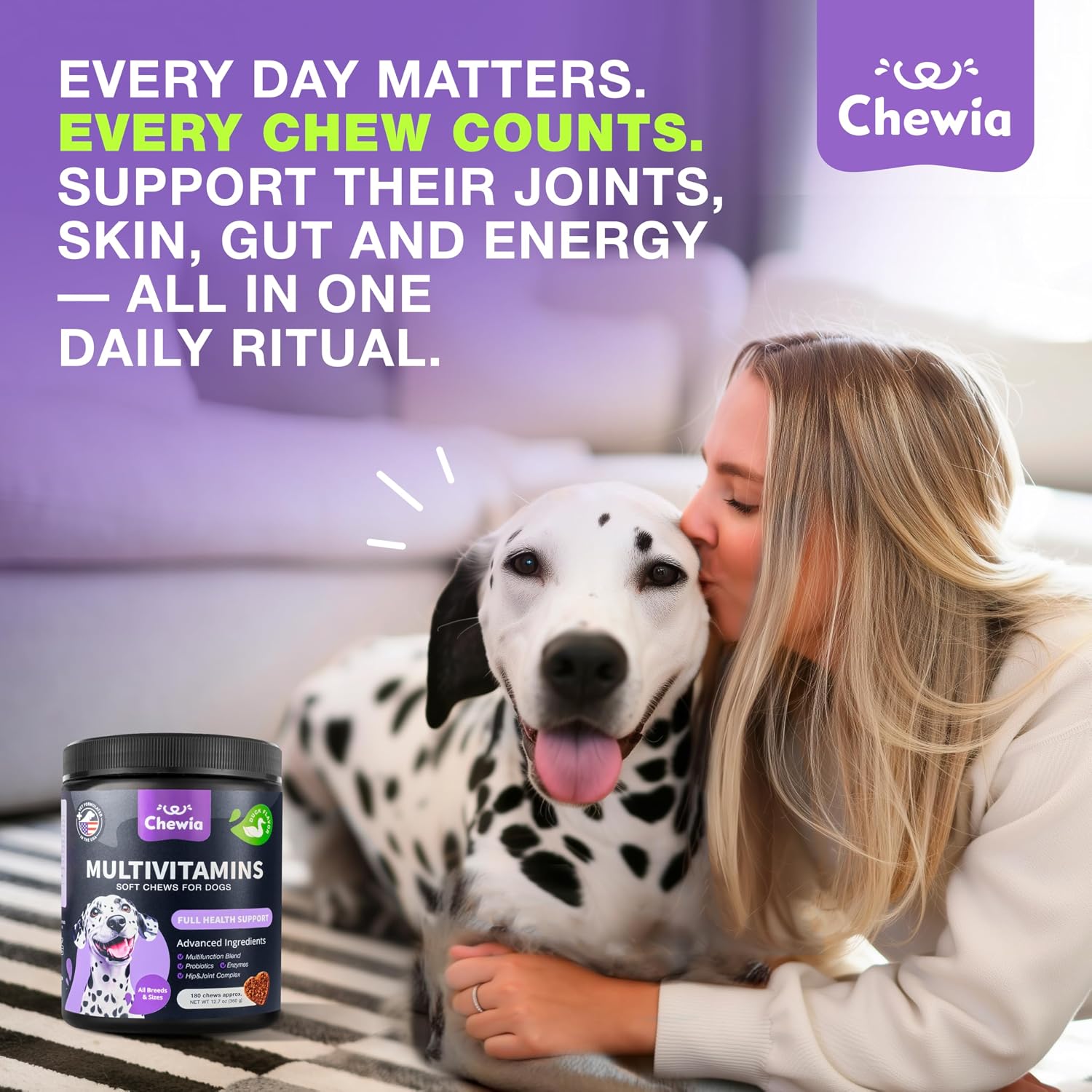 Dog Vitamins 15 in 1 - Dog Multivitamin Chews with MSM for Hip & Joint Health - Dog Supplement for Itchy Skin Relief - Multivitamin for Dogs Immune Support with Enzymes - Skin & Coat, Mobility Support - Image 9