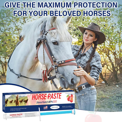 Instructional label on Qouinuey horse deworming paste