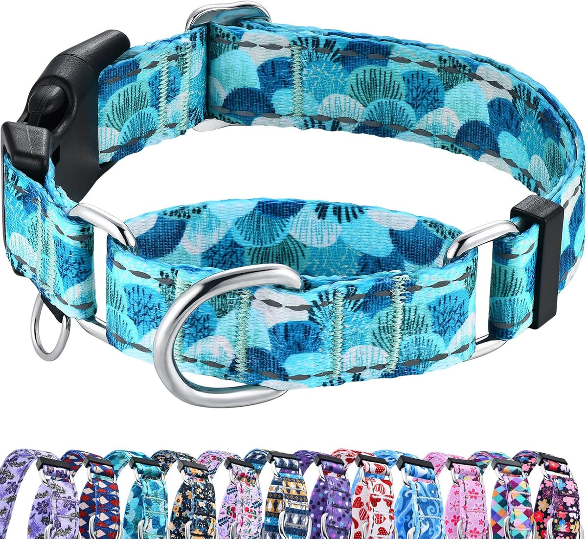 Reflective Martingale Collar for Dogs with Quick Release Buckle No Pull Training Dog Collars (Colorful Geometric, Medium) - Image 12