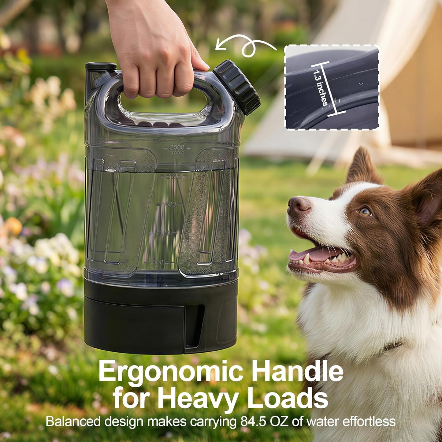 All For Paws durable dog hiking water dispenser being used in an outdoor park