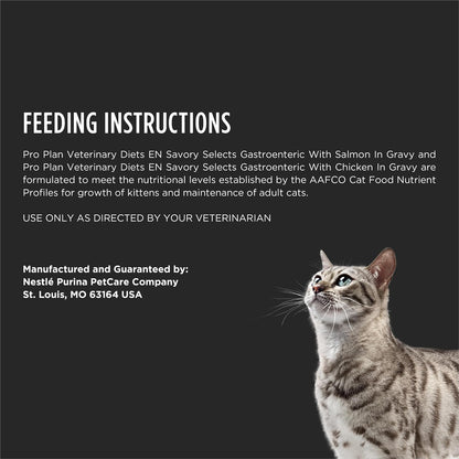 Pro Plan Veterinary Diets Feline EN ST Ox gastrointestinal savory selects variety box close up.