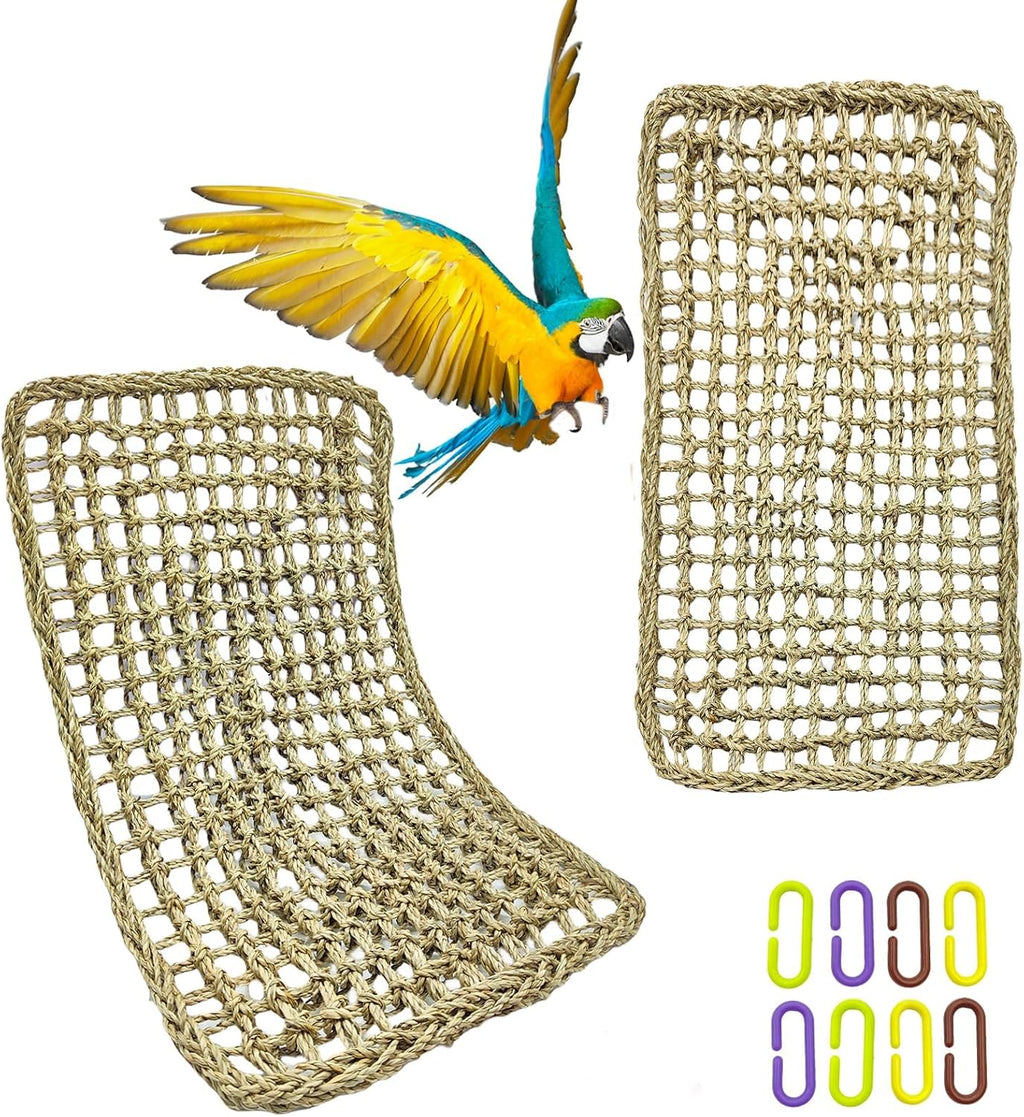 Bird Seagrass Mat 30 x 7 Inch Parrot Natural Seagrass Woven Net Hammock Parakeet Climbing Rope Ladder Mat Chew Toys Cage Accessories for Pigeon Macaw Cockatiel Conure Cockatoo Rat Bearded Dragon - Image 11