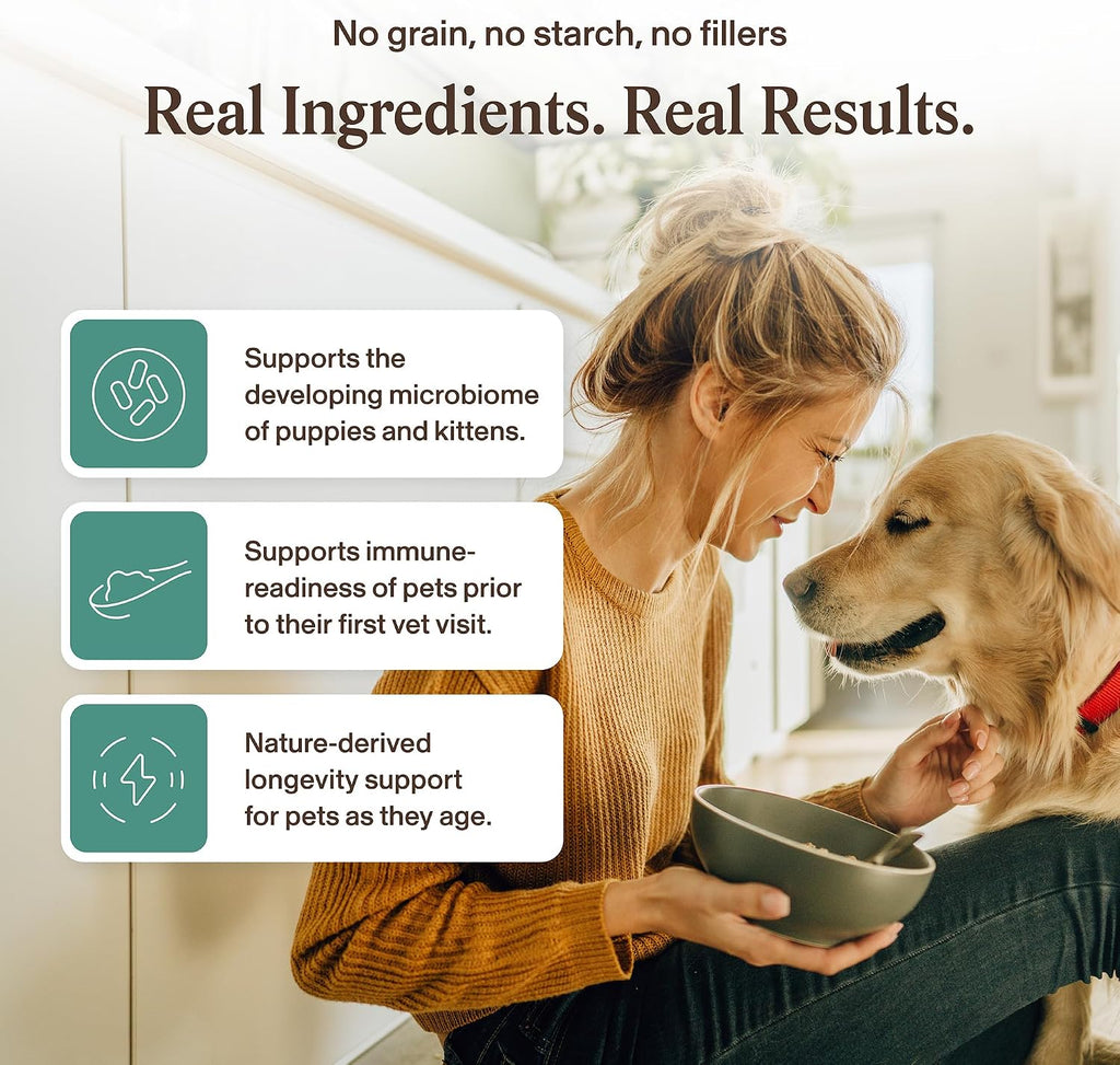 USA imported pet immune defense supplement featuring reishi and turkey tail extracts