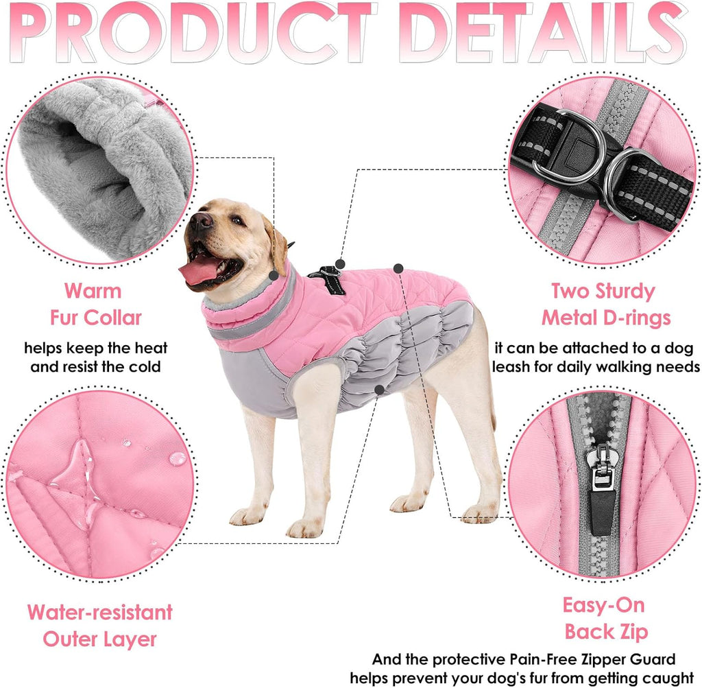 Close up of Aofitee dog coat zipper and fur guard