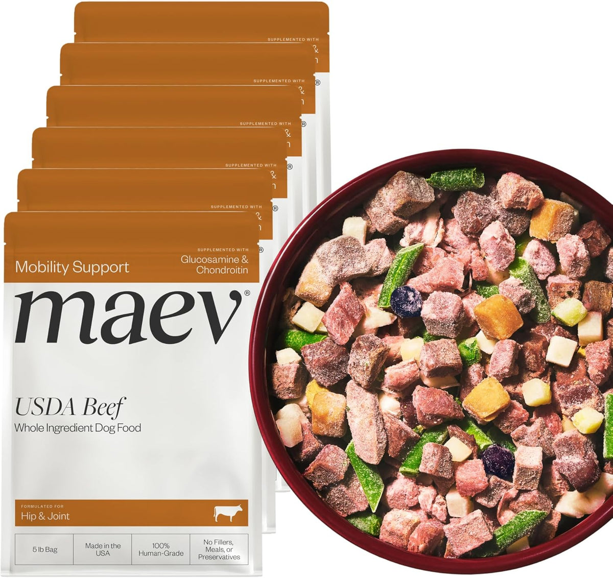 Maev Human-Grade Fresh-Frozen Beef Dog Food, Hip & Joint Formula | High-Protein, Grain-Free, Whole Ingredient Raw Food for Dogs | Complete & Balanced Meal or Topper | Made in USA | 5 lb - Image 15