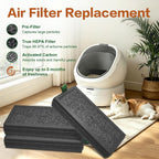 WECATION premium cat litter box replacement filter set layout on clean background