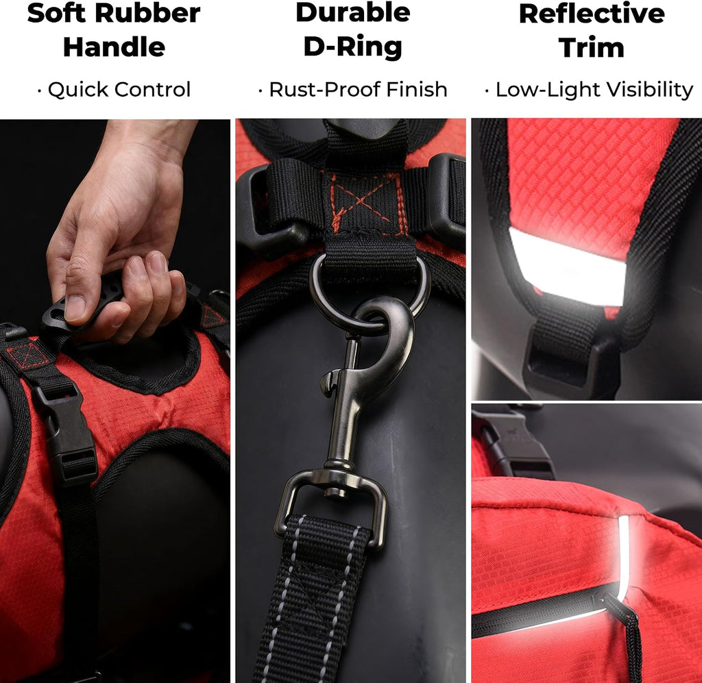 SKIPGEAR trailing daypack demonstrating the soft rubber top grab handle for control