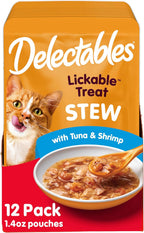 Delectables Lickable Treat Stew Wet Cat Treat with Real Tuna & Salmon, Food Topper, Hydrating, Grain-Free, No Fillers, No By-Products, No Added Preservatives, 1.4oz Pouch, 12ct - Image 11