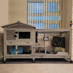 Gutinneen bunny cage front view with waterproof roof and wheels