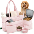 rubyloo Puffer Dog Travel Bag for Dog Moms - Doggy Diaper Bag with Pet Bowls & Food Storage or Everyday Puffy Tote - Doggy Mom Gifts for Women - Lightweight, Travel-Ready Gift for Pet Lovers - Beige - Image 10