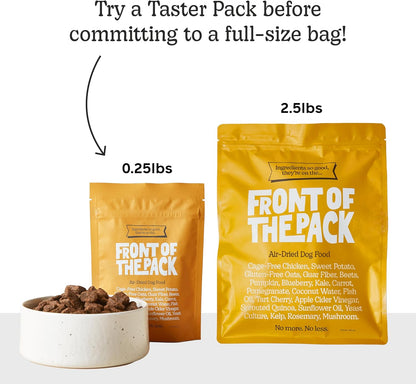 Front Of The Pack limited ingredient premium pet food sample bag for dogs