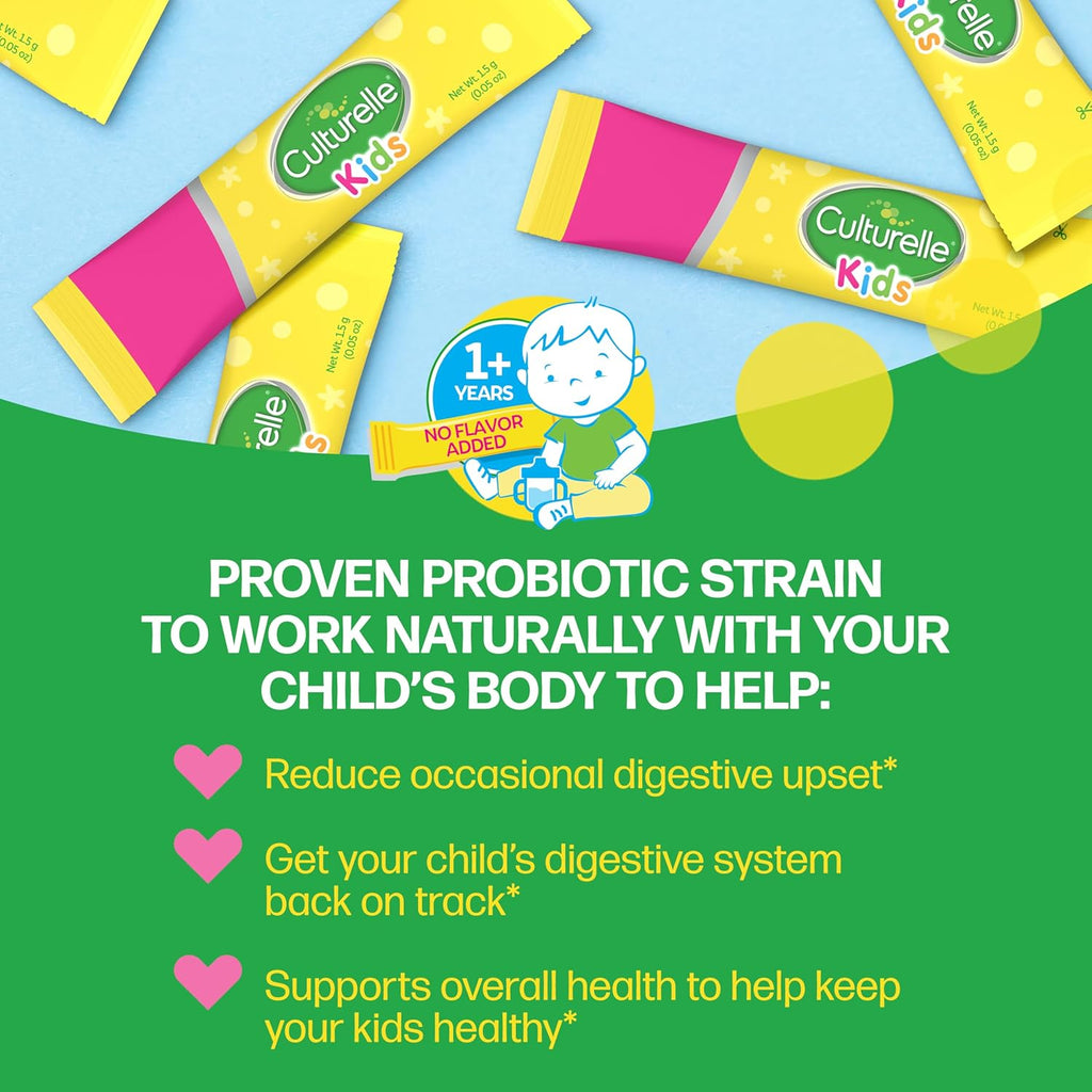 Culturelle Kids daily probiotic box showing active ingredient and count